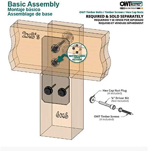 OZCO 51737 Ironwood 8-inch Post to Beam Bolt Inline Connector (2 per Pack), Black - Image 5
