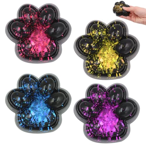 4Piezas Juguete para Apretar con Pata de Gato, Taba Squishy Pata de Gato, Cat Squishy Squeeze Toys, Juguete Squishy Pata de Gato, Juguete Silicona Squeeze Patte de Gato, Cat Paw Antiestrés de Animale