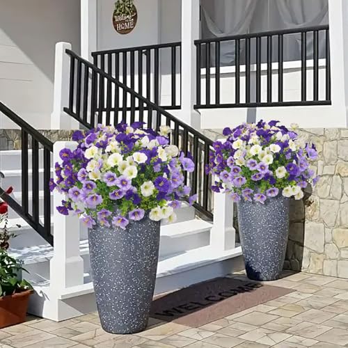 TINA Kunstblumen wie Echt, 8 Bündel Künstliche Blumen Balkonpflanzen Outdoor Wetterfest, Fake Blumenstrauß UV-beständig Frühlingsdeko Gefälschte Blumen Deko Frühling für Innen Draußen Balkon