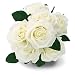 SOLEDI 10 Head French Rose Silk Flower Arrangement Artificial Fake Bouquet Wedding Living Room Table Home Garden Decor (White)