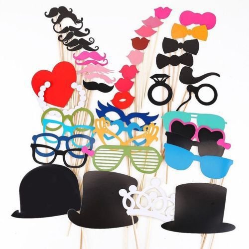44 pcs oggetti di scena colorate su un bastone baffi Photo Booth divertimento per matrimoni feste e compleanni (Everything-cheap)