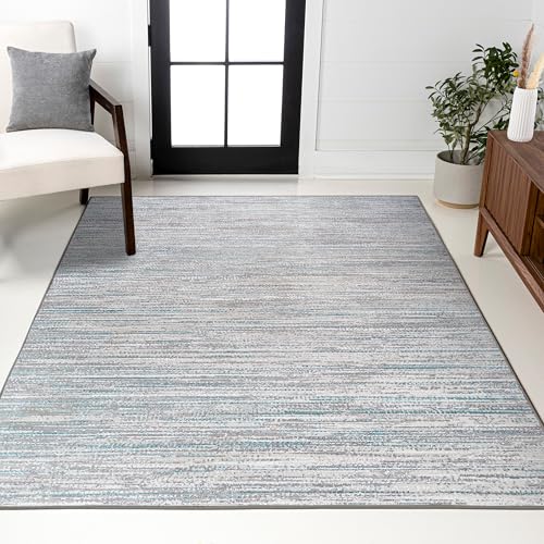 JONATHAN Y Loom Strie' Gray/Turquoise Indoor Area Rug 8X10 ft,