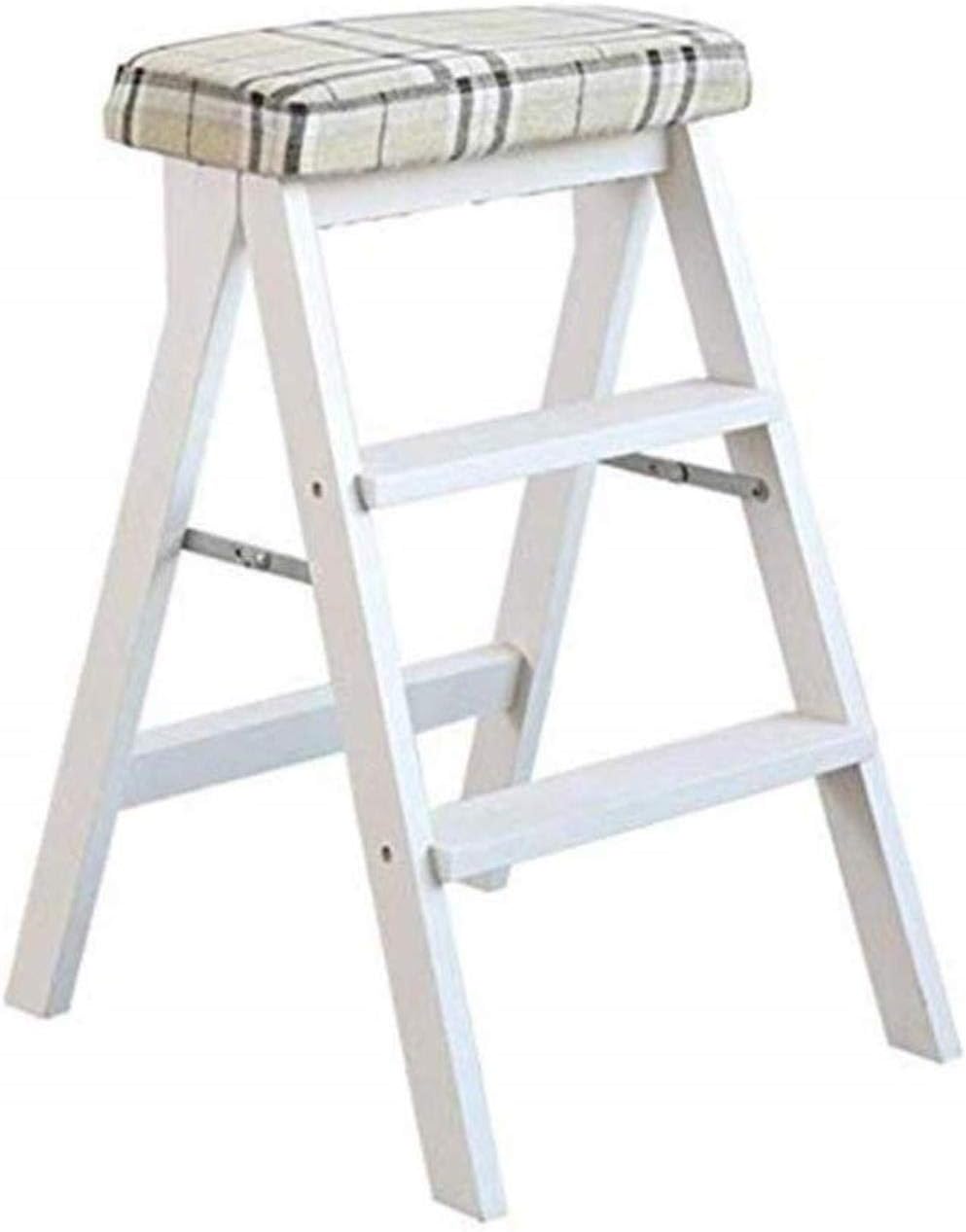 Indoor Climbing Stool, Wooden Utility Step Multi-Functional Small Ladder Folding Ladder Stool Household Chairs Step Stool Stepladders（F）