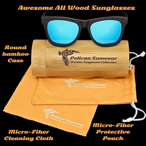 Image of Wood Sunglasses | Polarized | Vintage Wooden Frame | 100% UVA /UVB Protection | Bamboo Case | Men Women