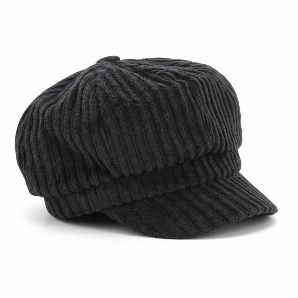 The Hat Company Women's Black Kelsey Cord Bakerboy Hat (Black)