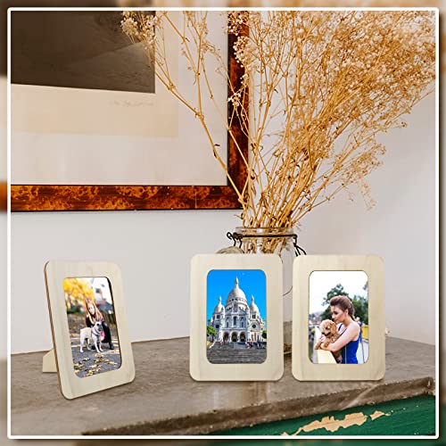 Vmiapxo 10 Pack Unfinished Wooden Picture Frames For 3" X 5" Photos, Standing Postcard Picture Frame Set Diy Keepsake Kit Decoratable Wooden Coards For Crafts #TOP5