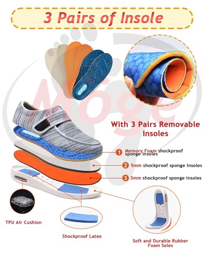 Wide Fitting Mens Shoes Men's Extra Width Slip-on Trainers with Adjustable Straps Easy on & Off Comfortable Walking for Swollen Feet4