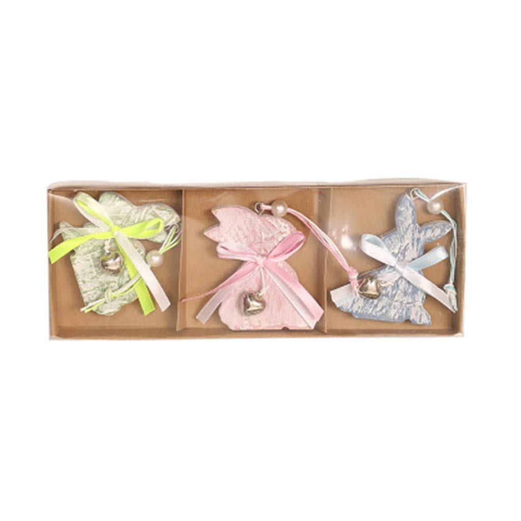 NEWFT Happy Easter Decoration Wooden Eggs Pendant Hanging Ornament Home Door Wall Decor Crafts
