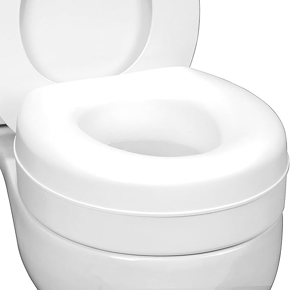 HealthSmart Portable Elevated Raised Toilet Seat Riser That Fits Most Standard Seats, 15”L x 15