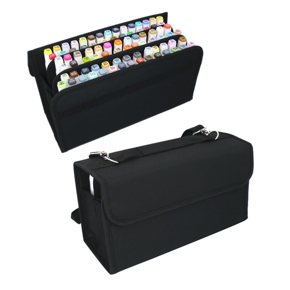 Lurrose Portapennarelli con Scomparti in Nylon Resistente Custodia Staccabile con Tracolla Borsa con Cerniera per Tavolo o Armadietto Adatta per Rossetti