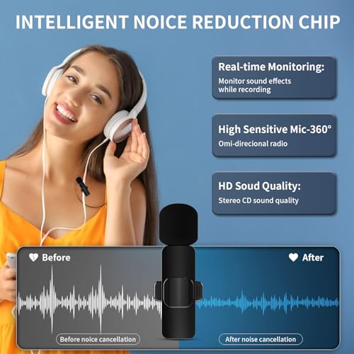 Ximux XIMUXMIRNSDLGHL 3 In 1 Mini Microphone Wireless Lavalier Microphones thumb #3