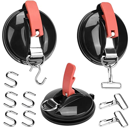 Ventosas/Ventosas Furgoneta Camper,Paquete de 3 ventosas, ventosas de toldo con 6 ganchos de succión en S, clip de anillo 3D Cover