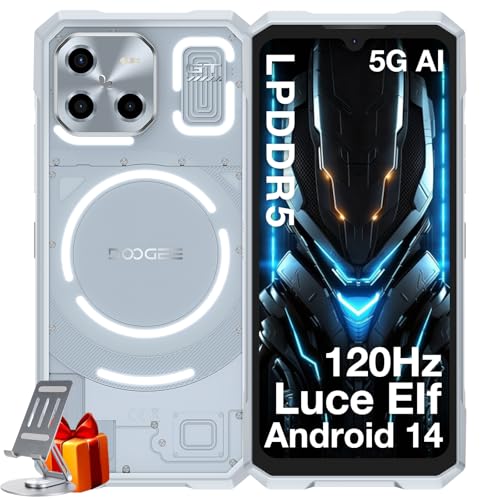DOOGEE Blade GT 2025 Rugged Smartphone 5G, 32GB+256GB, LED Light Effect, 10.5mm Ultra-thin+260g, 6.72” FHD+120Hz, 5500mAh Telefono Indistruttibile, 48MP Rugged Telefoni, Android 14, WIFI6/NFC-Argento
