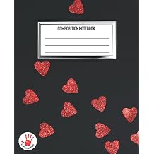 Left Handed Composition Notebook Wide Ruled Blank Lined Paper Journal for Kids, Teens, Girls, Boys, Students | Wide Lined Workbook | Cute Glittered Hearts School Composition Notebooks | Soft Glossy