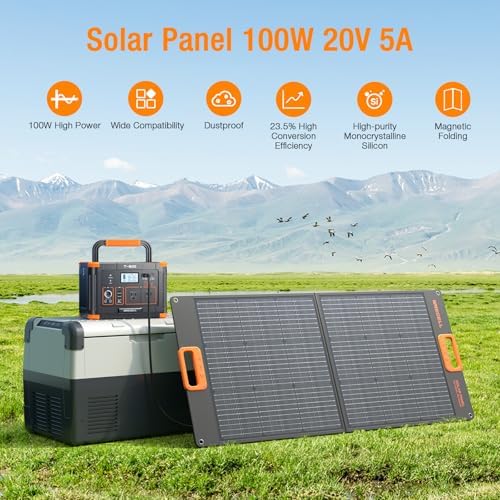 GRECELL 100W 20V Portable Foldable Solar Panel, High Efficiency Monocrystalline Solar Charger for Portable Power Station Generator, Compatible with Outdoor Camping RV Van Trip - 3