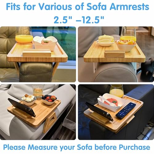 Bandeja para reposabrazos de sofá de madera con soporte giratorio 360° para tardes de cine 4
