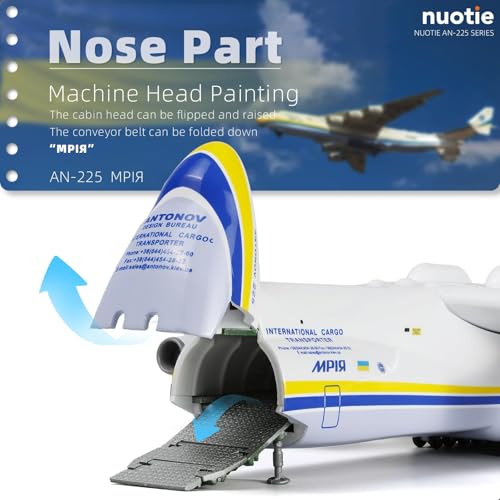 NUOTIE Antonov AN-225 Mriya 1/200 Scale Model Aircraft Kit 17.3 inch Ukraine Painted Metal Diecast Transport Aircraft Miniature with Display Stand Adult Airplane Model Kits Gift - Image 3