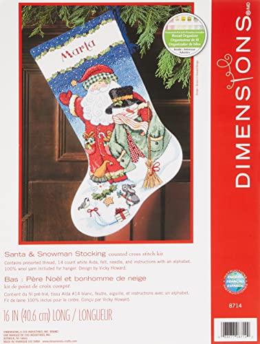 Dimensions Counted Cross Stitch 'Santa Snowman' Personalized Christmas Stocking Kit #TOP10