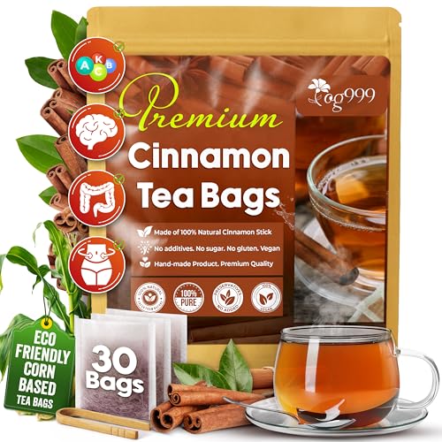 TOG999 Ceylon Cinnamon Tea Bags, Cinnamon Herbal Tea, Caffeine-Free, 30 Ct