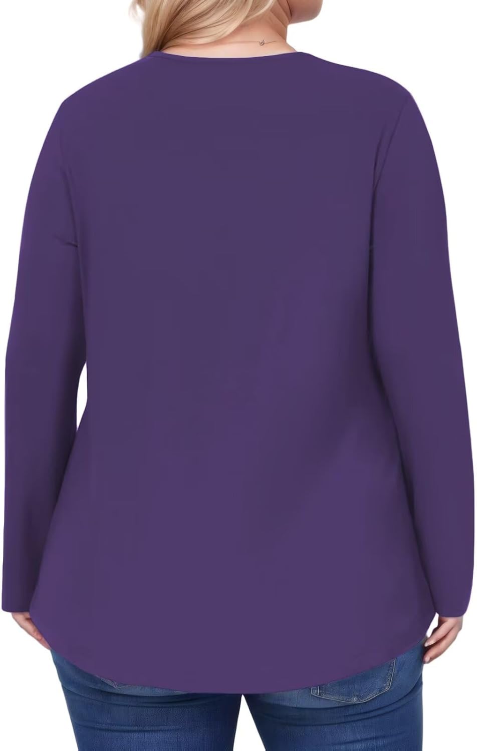 DOLNINE Plus-Size-Tops for Women Casual Crewneck Shirts Basic Long Sleeve Tee Tunics Trendy Pleated Blouses XL-5XL - Image 4