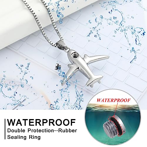 XSMZB Airplane Cremation Jewelry for Ashes Pendant Stainless Steel Memorial Urn Necklace for Human/Pet Keepsake Ashes Jewelry4