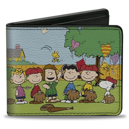 Buckle-Down Peanuts Wallet, Bifold, Peanuts Gang Backyard Baseball Group Pose, Vegan Leather