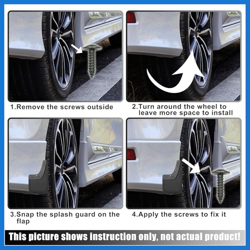 Image of Mud Flaps Splash Guard No-Drill Mudguards Wheels Protection Set Fit for GMC Sierra 1500 with Hardware - Pack of 16 Black Auto Accessories