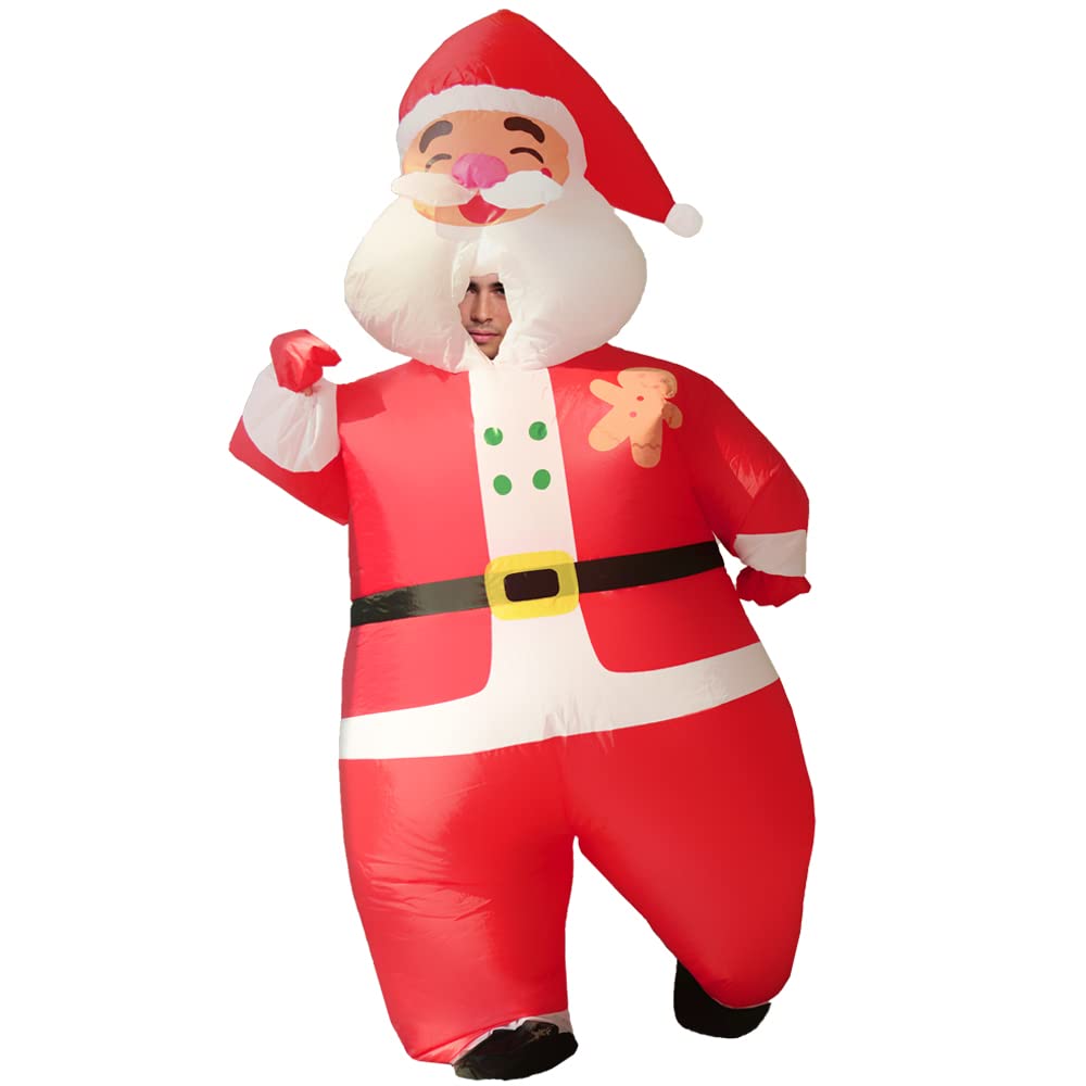 Christmas Inflatable Costume Cosplay Air Blow Up Santa Costumes for Men Women Adult Xmas Halloween Holiday Party Carnival (Santa Claus), Red