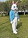 To.beone Easter Bunny Mascot Costume with Blue Jacket, Striped Bow Tie, Adult Size Full Body Rabbit Character Suit for Holiday Events and Parties