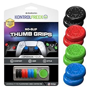 KontrolFreek No-Slip Thumb Grips | Universal Edition for Nintendo Switch Pro, PlayStation 4 (PS4), PlayStation 5 (PS5), Xbox One & Xbox Series X Controller | 8-Pack | Blue/Green/Red/Black