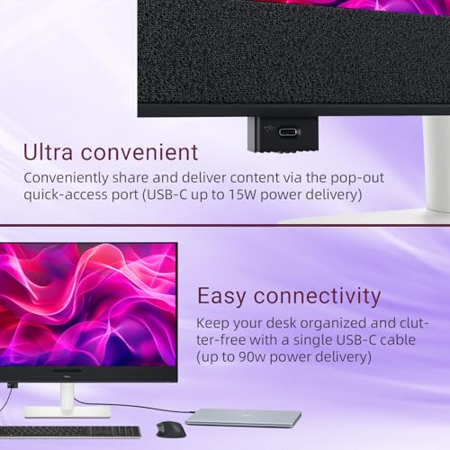 Image of Dell 32 inch Monitor, 4K (3840 x 2160), QD-OLED Display, 120Hz, 0.03ms, AMD FreeSync Premium Pro, 99% DCI-P3, VESA, 5x5W Speaker, 3D Spatial Audio, Dolby Vision HDR, HDMI /USB-C, Tilt /Height /Swivel