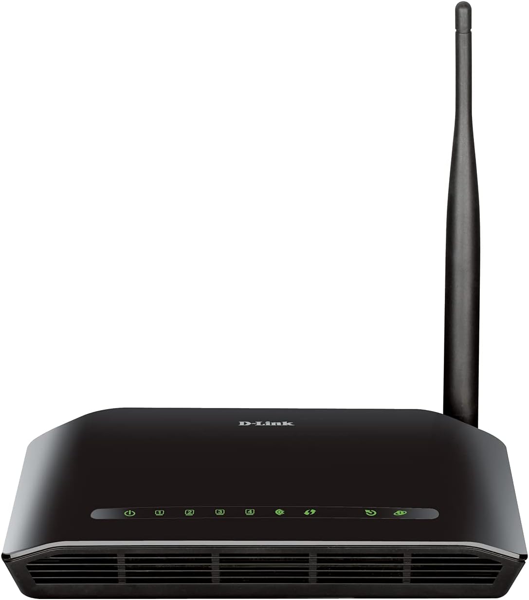 D-Link DSL-2730U Wireless-N 150 ADSL2+ 4-Port Router (Black), Works with RJ-11(Telephone Line Internet) of BSNL & MTNL, single_band (150 megabits_per_second)