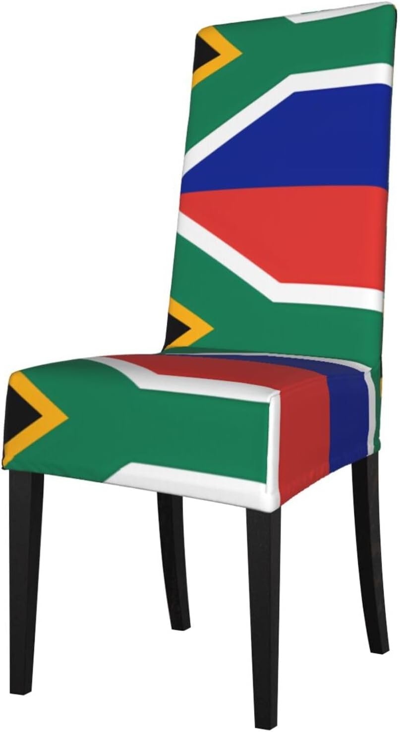 South Africa Flag Prints Protection Cover for Dining Chair – Stretchy & Wrinkle-Resistant Chair Throw Covers for Dining Room, Hotel, and Event Decor