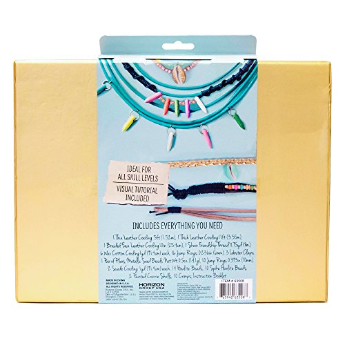 STMT DIY Leather Jewelry Kit by Horizon Group Usa, Create 5 Unique Vsco Girl Leather Jewelrypiece. Metallic Beads, Suede Cording, Spike Beads, Shells Included