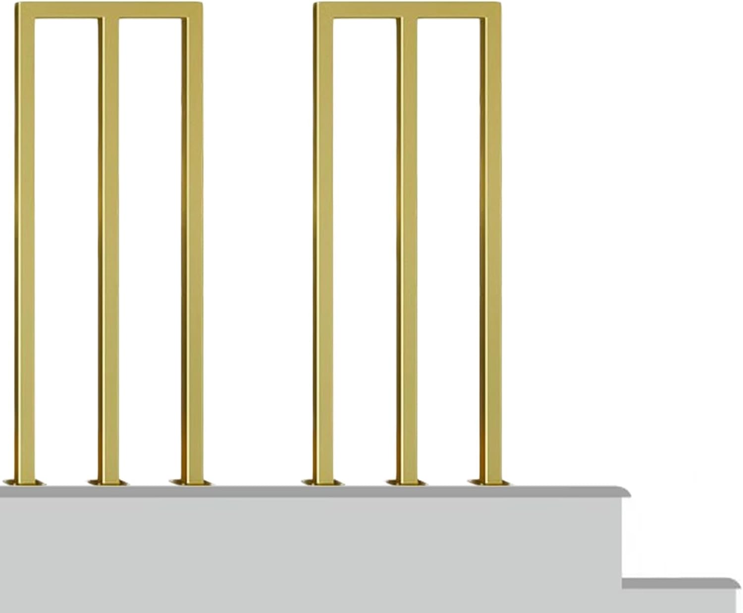 Industrial Iron Banister Column Deck Guardrail Spindles Square Gold U/M Shaped Balusters 29.5inch Tall Set of 4