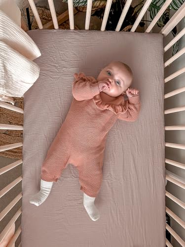 Image of Crib Sheets for Baby Boy Girl 2 Pack, Fitted Crib Mattress Sheet 28 inch x 52 inch, Muslin Toddler Bedding with Neutral Style, Nursery Bedding Essentials (Beige & Vintage Taupe)