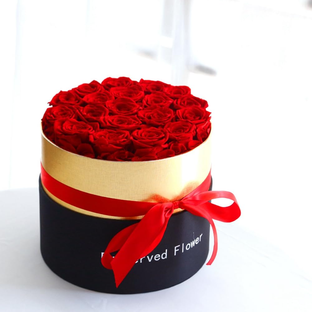 Romantico una Rosa in Scatola Regali Moglie Rosa Reale Set Regalo di Fiori Preservati Decorazione della Casa Giorno di San Nozze-A