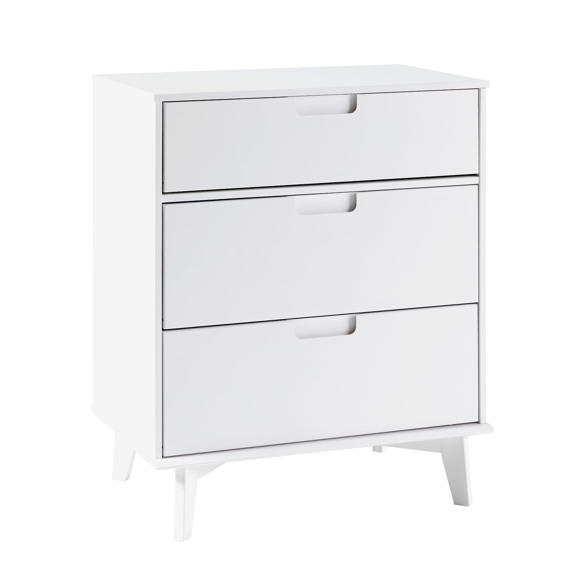 Walker Edison Furniture AZR3DSLDRWH Pine Wood 3-DraWalker Edisonr Groove Handle Vertical Dresser, 36" H, White