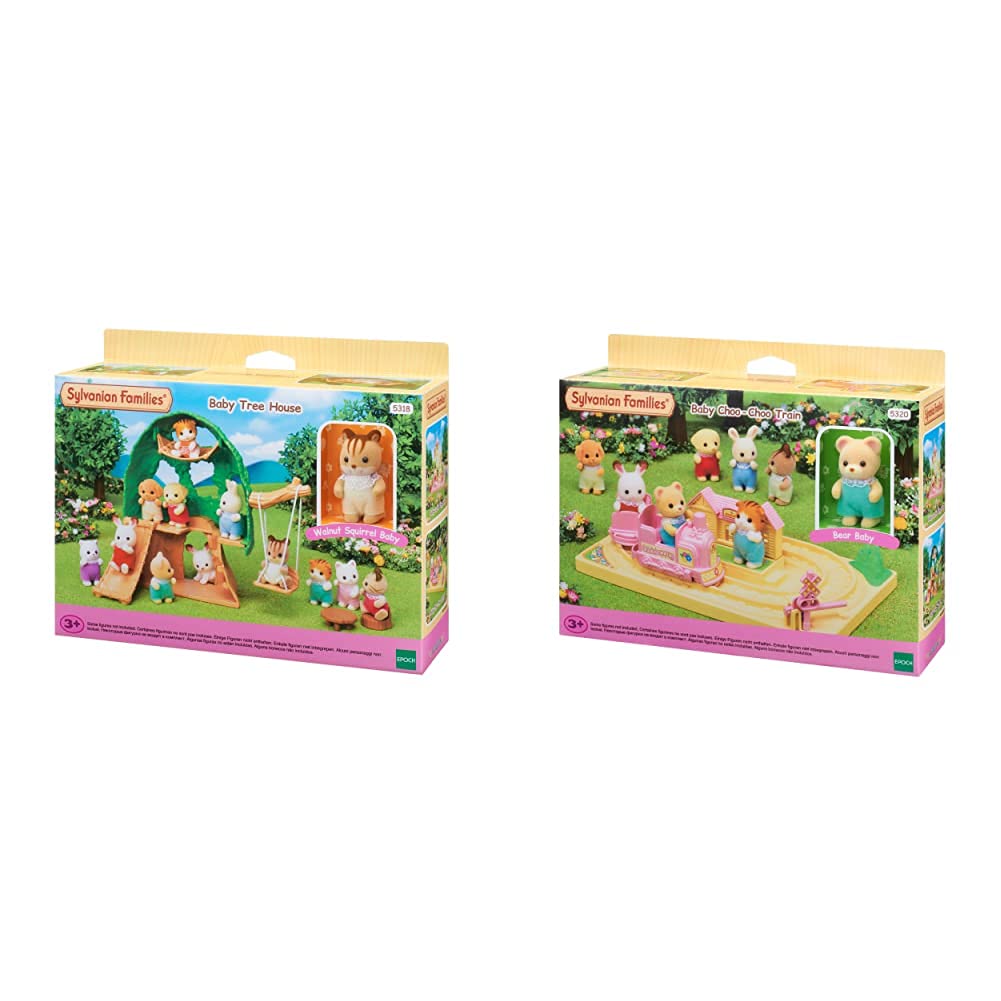 SYLVANIAN FAMILIES - 5318 - Casa del Árbol para Bebés + 5320 Tren Choo-Choo Bebés
