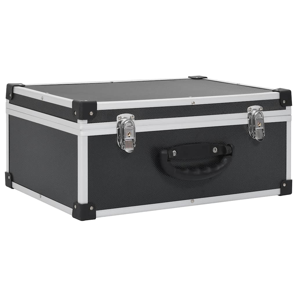 vidaXL Maletín Aluminio y ABS Archivador Organizador Música Estructura Duradera Robusta Resistente Segura con Cerradura Llaves Negro para 60 CDs