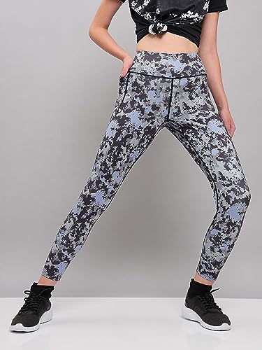 Image of TECHNOSPORT Womens Skinny Fit Activewear Tights for Running, Gym, Sports and Regular Use, Antimicrobial and Printed
