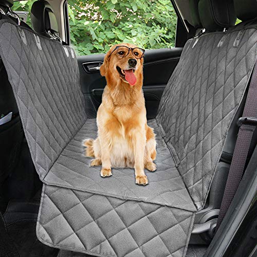 Image of Honest Dog Car Seat Covers with Side Flap, Pet Backseat Cover for Cars, Trucks, and Suv's - Waterproof & Nonslip-Luxury(Quilted) (61'' W x 64'' L,Gray)