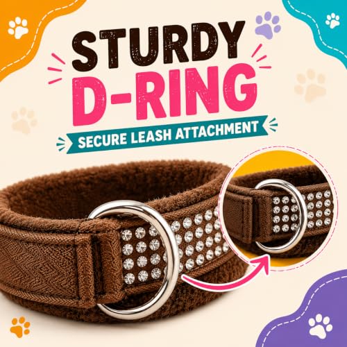 Image of Nylon Dog Neck Belt Collar Combo Set, Adjustable Size, Durable Material, Comfy Soft Fur Padded for 35+ Kilograms Dogs (XL, Brown, Blue, Pack of 2)