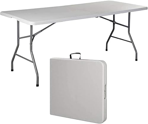 COLIBYOU Mesa plegable de 6 pies portátil de plástico para interiores y exteriores mesa de campamento de comedor blanco 1 blanco 1 blanco 1 blanco 6
