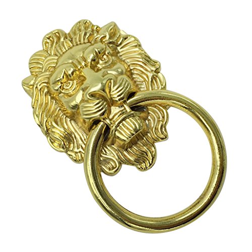 Homyl 2x Puxador de Cabeça de Leão Puxador Porta Cabine Gaveta Decoração de Móveis Dourado, S