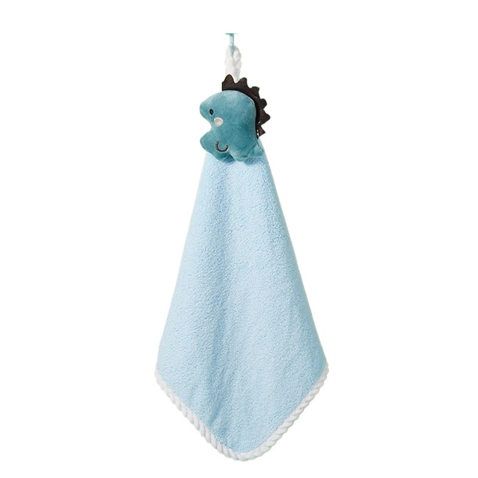 WSQHAO 4Pcs Hand Towel Handkerchief Absorbent Kitchen With Hanging Loop for Hand(Light blue)
