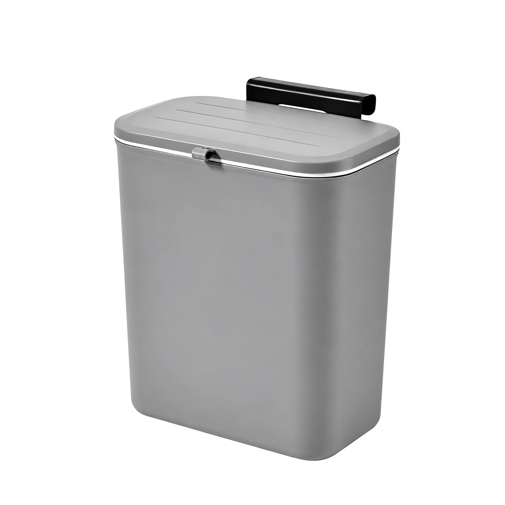 Hanging Kitchen Bin with Lid, Cabinet Door Rubbish Bin (Grey, 8.5L)