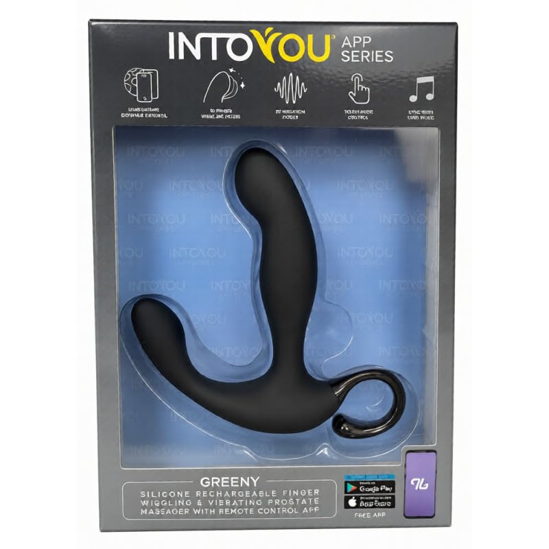 Intoyou Greeny Masseur de prostate avec mouvements des doigts, contrôlé par application Green 12,8 cm