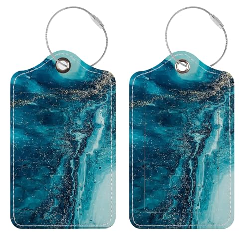 Chelmon 2 Pack Cute PU Leather Luggage Tags for Suitcases,Travel Essentials