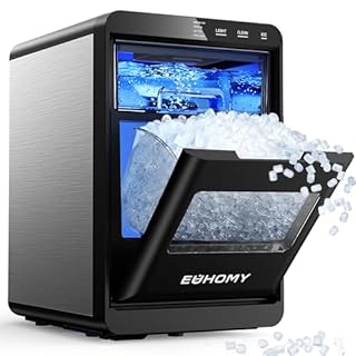 EUHOMY Nugget Ice Maker Countertop, 40Lbs/24H Pebble Ice Maker Machine, Self-Cleaning Countertop Sonic Ice Makers with Ice Scoop&Basket, Pellet Ice Maker Machine for Home/Kitchen/Office